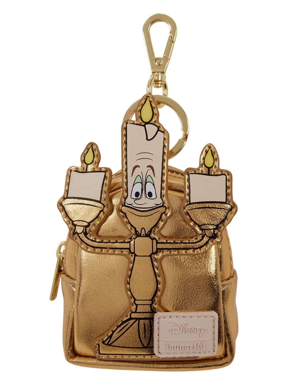 Loungefly Metallic Gold Lumiere Candleholder Backpack Charm Keychain